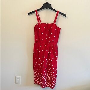 dressbarn Red and White Polka Dot Midi Dress